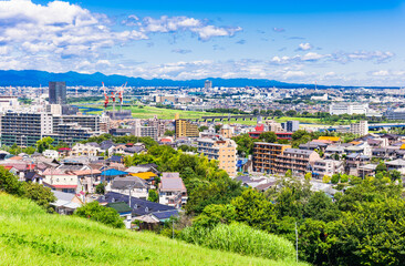 Fototapeta premium 青空が広がる郊外の住宅地 東京