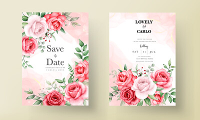 romantic maroon flower wedding invitation card template