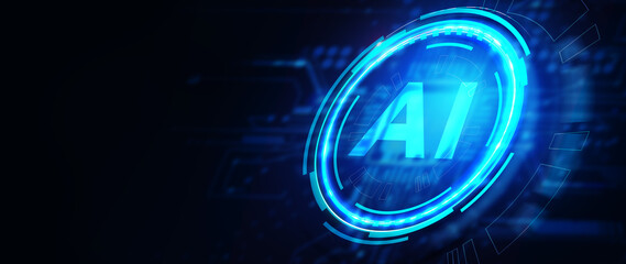 AI Learning and Artificial Intelligence Concept. Business, modern technology, internet and networking concept. 3D illustration