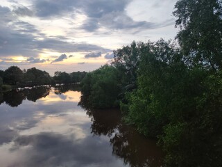 sunset over the river