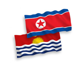 Flags of North Korea and Republic of Kiribati on a white background