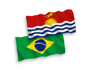 Flags of Brazil and Republic of Kiribati on a white background