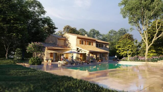 Traditional villa with pool and garden
