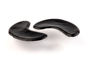 Black Gel eye patches, collagen masks for skin under eyes, isolated on white background