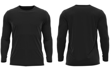  3D Rendered Men's Long-sleeve Round neck Muscle T-shirt ( BLACK )