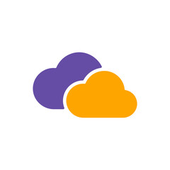 Two clouds vector flat glyph icon. Weather sign