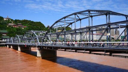 First metal bridge along the yellow river Lanzhou, China