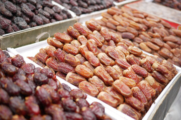  many date fruits display for sale at local market 