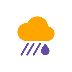 Raincloud with raindrop glyph icon. Weather sign
