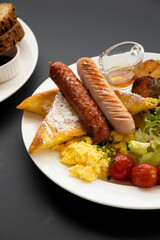 fresh food with sausages