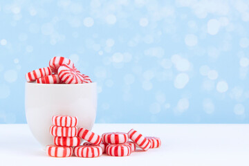 Christmas sweets. Peppermint red and white candies.