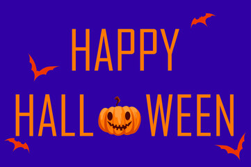 Vector illustration. Halloween party, banner, poster, invitation. bats, pumpkin, background, leaflet