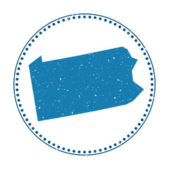 Pennsylvania sticker. Travel rubber stamp with a map of the US state, vector illustration. Can be used as an insignia, logotype, label, sticker, or badge of Pennsylvania.