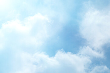 Blue sky with white cloud. The summer heaven is colorful clearing day Good weather and beautiful nature in the morning.