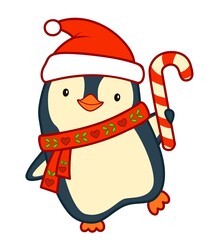 Christmas cartoons clip art. Christmas penguin vector illustration