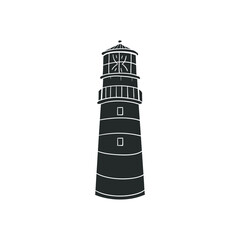 Lighthouse Icon Silhouette Illustration. Beach Buildings Vector Graphic Pictogram Symbol Clip Art. Doodle Sketch Black Sign.