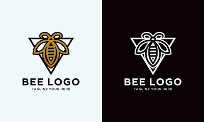 Bee honey creative vector icon symbol logo. Hard work linear logotype.