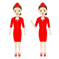 fly attendants ,air hostess , stewardess, aviation, welcome on board. Vector illustration cartoon character