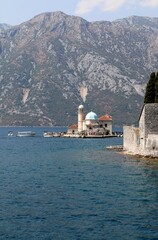 montenegro, church, Our Lady of the Rocks, perast, sea, lake, water, boat, island, summer, mountain, landscape, architectire, building, ancient, facade, medieval, brick,	