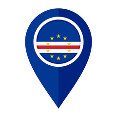 flat map marker icon with cape verde flag isolated on white background. vector illustration