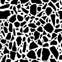 Vector Terrazzo seamless pattern. Abstract Black and white italian flooring stone, concrete texture. Classic granite natural textured background for interior design, print, wallpaper, fabric, textile