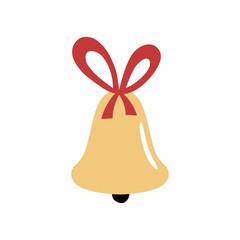 Bell with bow. Vector icon on white background.