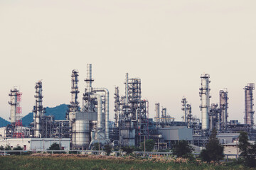 Fototapeta na wymiar Afternoons scene of oil refinery plant and power plant of Petrochemistry