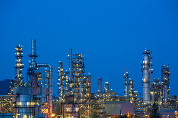 Twilight scene of oil refinery plant and power plant of Petrochemistry