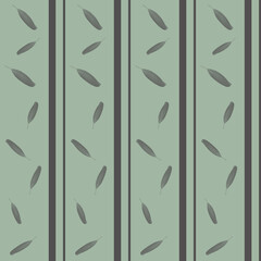 Striped pastel blue green  vintage victorian retro style wallpaper with  leaves