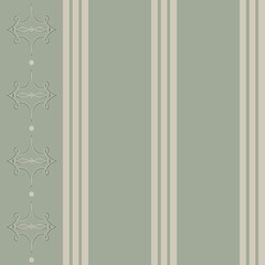 Striped pastel blue green  vintage victorian retro style wallpaper with ornament