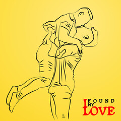 Gay couple kissing each other. Vector of kissing and hugging couple. LGBTQ Homosexual men kissing 