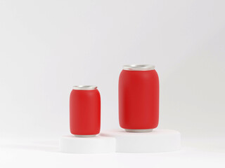 Aluminum slim cans in silver isolated on white background 3d rendering