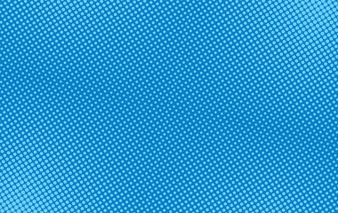 Pop art comic pattern. Halftone dotted background. Blue print with circles. Cartoon vintage texture. Vector illustration. Geometric duotone banner with half tone effect. Superhero backdrop.