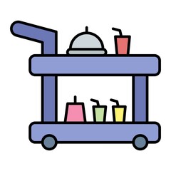 Vector Food Trolley Filled Outline Icon Design