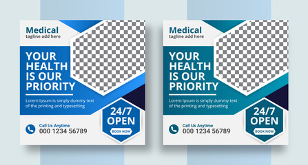 Medical healthcare social media post instagram marketing & web banner design