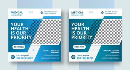 Medical healthcare social media post instagram marketing & web banner design