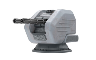 3D render automatic machine gun turret