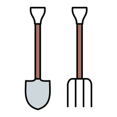 Vector Gardening Tools Filled Outline Icon Design