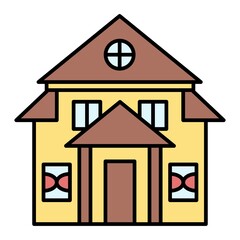 Vector Bungalow Filled Outline Icon Design