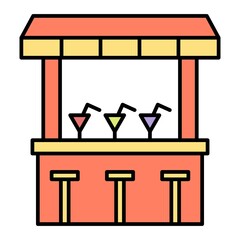 Vector Beach Stall Filled Outline Icon Design