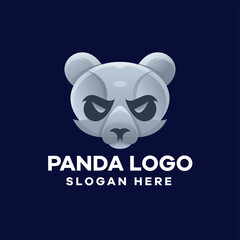 Panda Head Gradient Logo Design