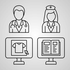 Covid Symbol Collection On White background Covid Outline Icons