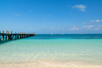 Beach and pier in Cancun, Mexico