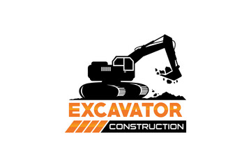 Excavator logo template vector. Heavy equipment logo vector for construction company. Creative excavator illustration for logo template.