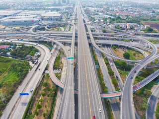 Intersection overpass transport road sunny day in city
