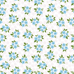 Pretty blue flowers seamless pattern.