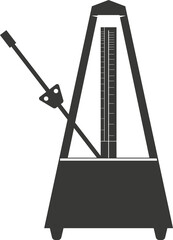 Black flat silhouette of a mechanical metronome.