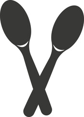 Black flat silhouette of wooden spoons. A vector image.
