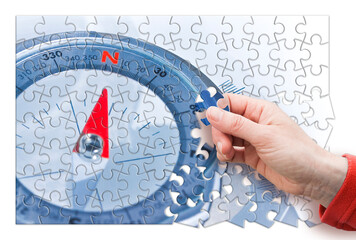 Search your way - concept image in jigsaw puzzle shape