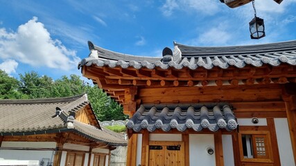 Clear sky and Korean traditional house style